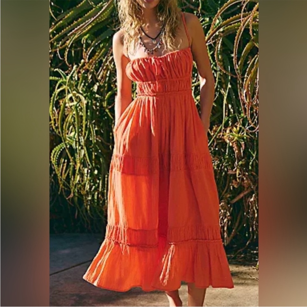 NWT Free People Taking Sides Tiered 100% Cotton Maxi Size Medium